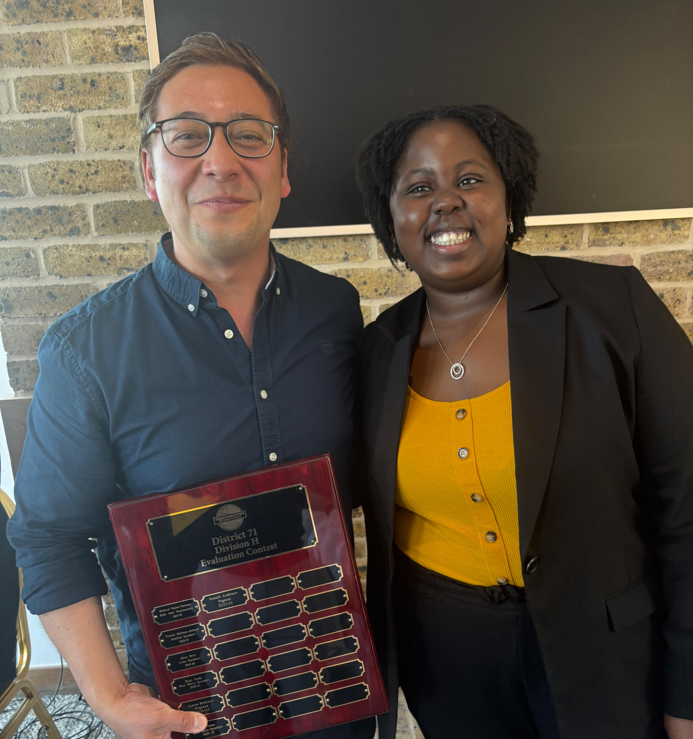 Division H Winners Toastmasters International Speech and Evaluation Contest Division H Winners